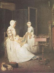 Jean Baptiste Simeon Chardin La Mere Laborieuse (The Diligent Mother) (mk05) Norge oil painting art